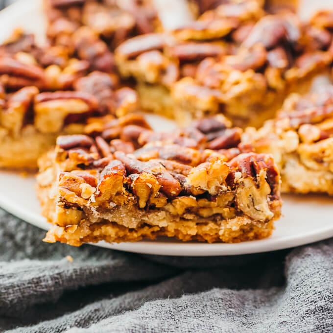 close up view of pecan bars