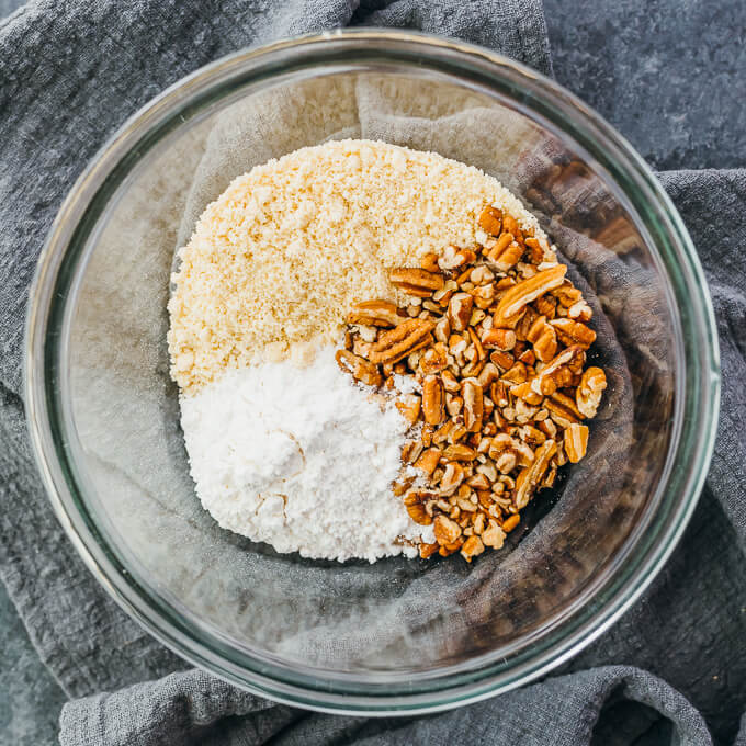 bowl with apple crisp topping ingredients