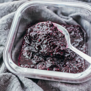 keto jam with fresh blueberries and chia seeds