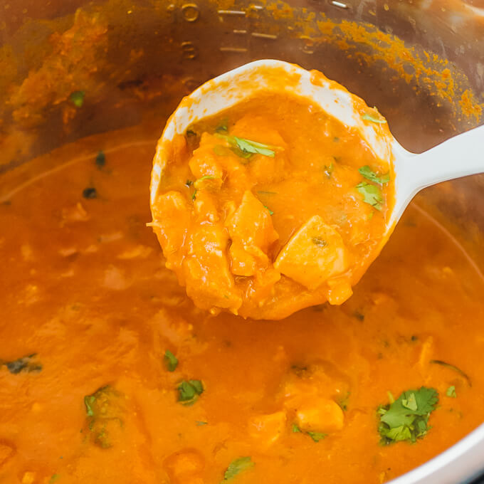 close up view of keto butter chicken curry