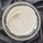 ranch dressing stirred in glass bowl