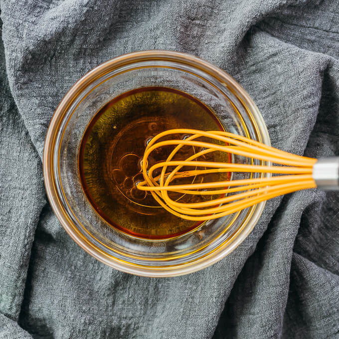 sherry vinaigrette ingredients in bowl