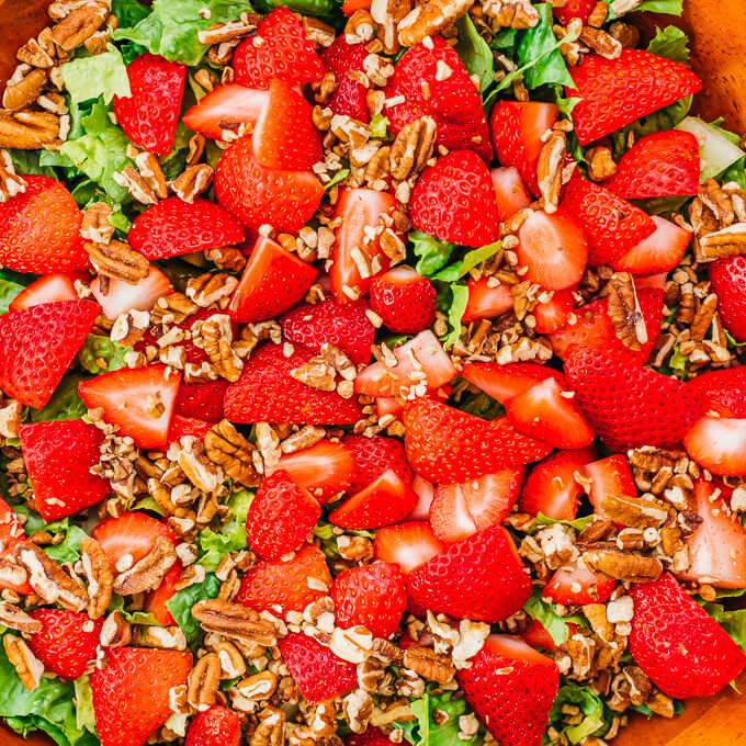 chopped nuts and strawberries