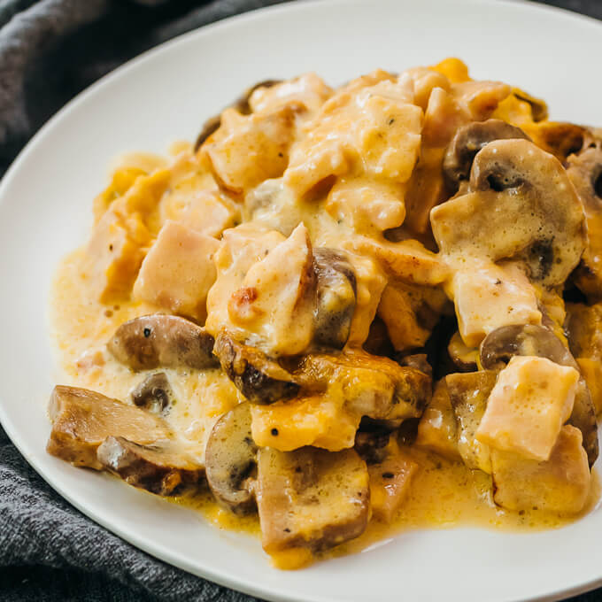 turkey mushroom casserole with creamy sauce