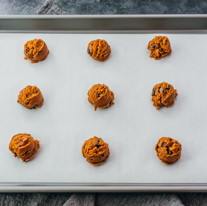 cookie dough balls before baking