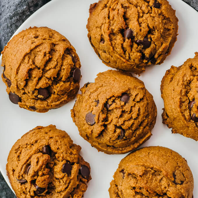 almond butter cookies on white plate