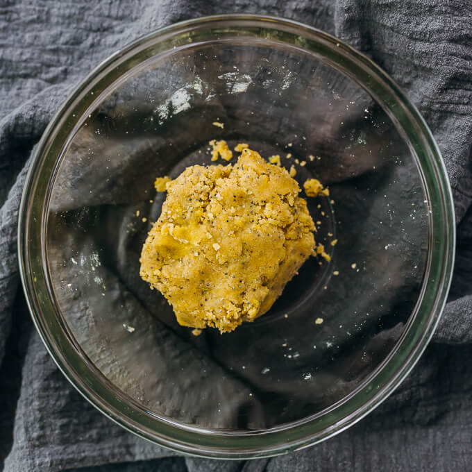 scone dough in glass bowl