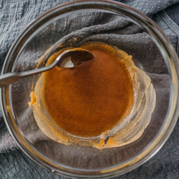 stirring sweet cinnamon mixture