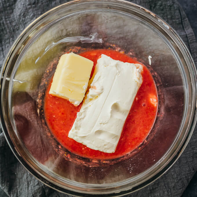 cream cheese and butter in bowl