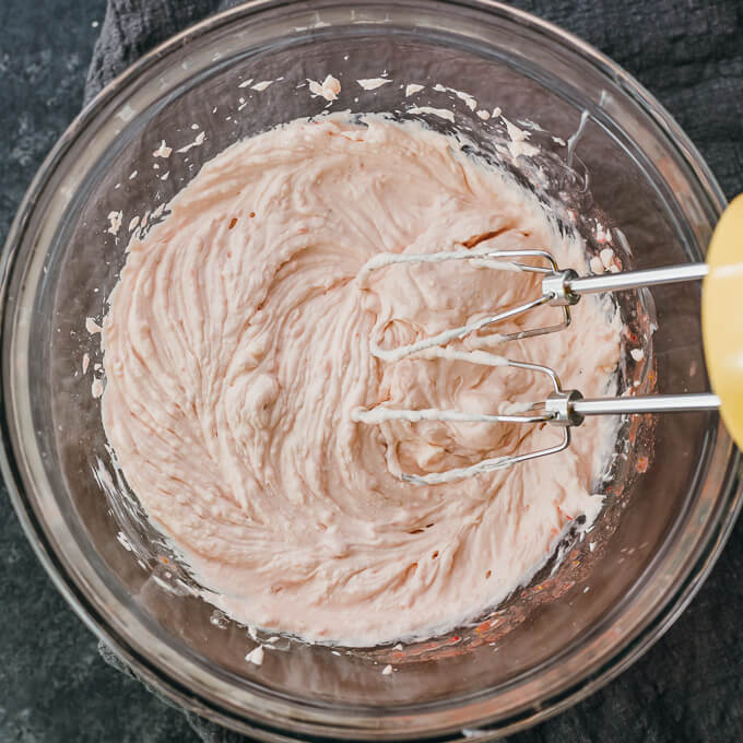 mixing batter for strawberry fat bombs