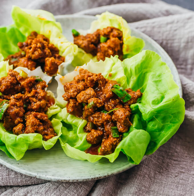 close up view of keto sloppy joes lettuce cups