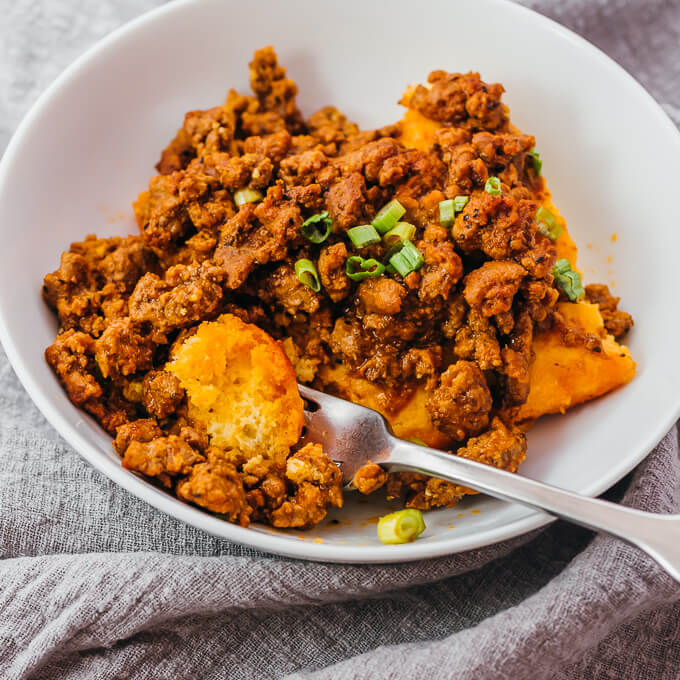 keto sloppy joes served over cornbread