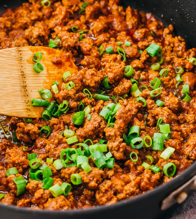 close up view of cooking sloppy joes