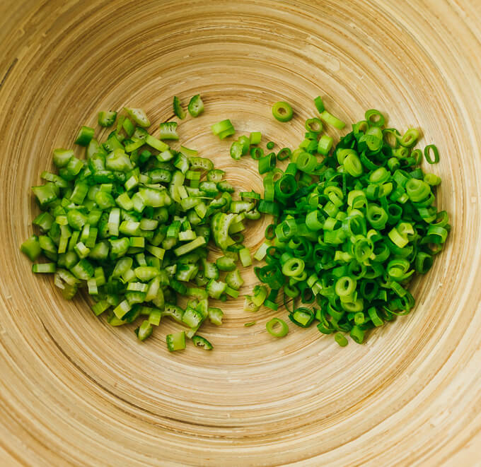 chopped celery and scallions