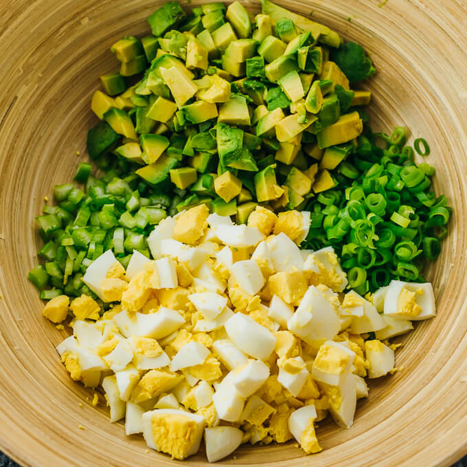 chopped eggs and avocado