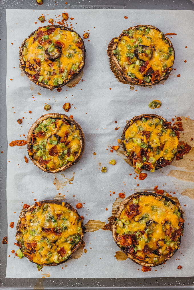 stuffed portobello mushrooms after baking