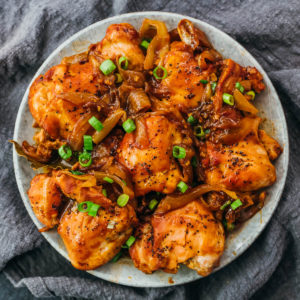 chicken adobo served on plate