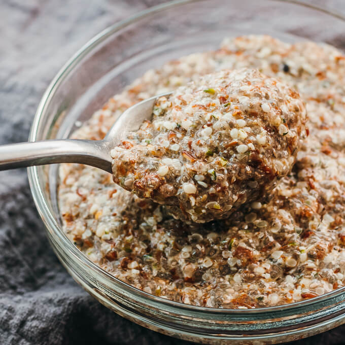 lifting up keto oatmeal with spoon