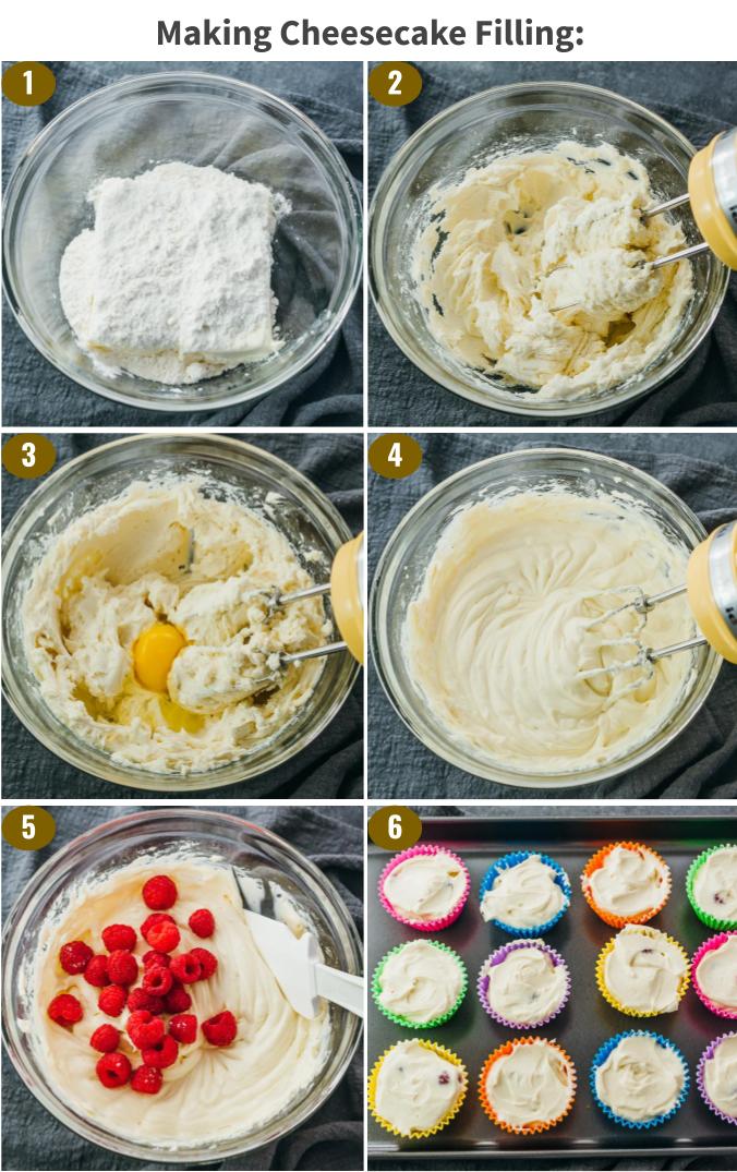 step by step making filling for cheesecake