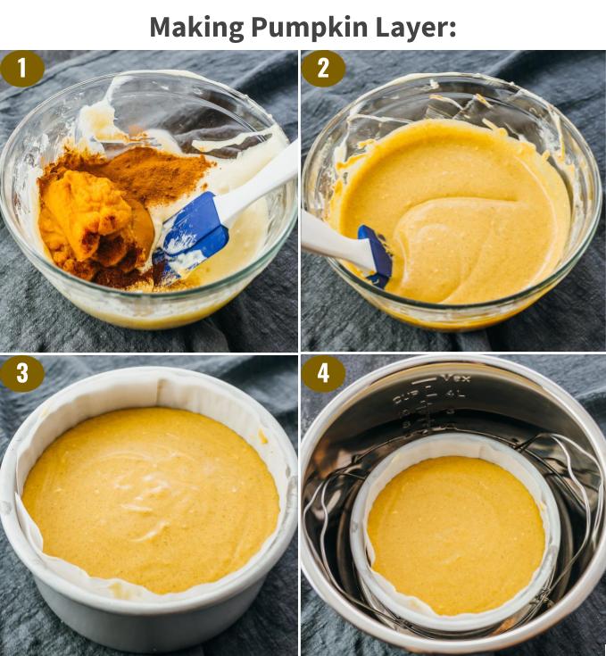 step by step making pumpkin layer