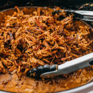 close up view of seared shredded beef