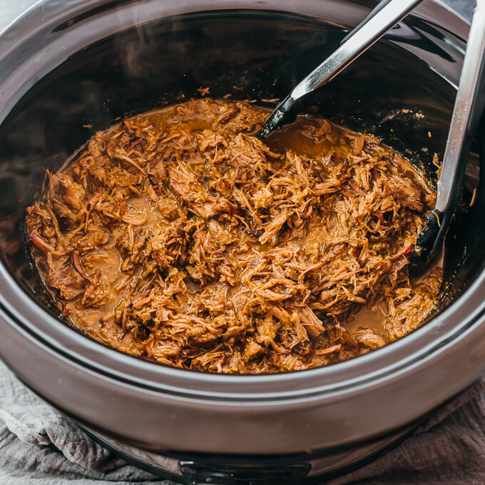 stirring shredded beef with liquid