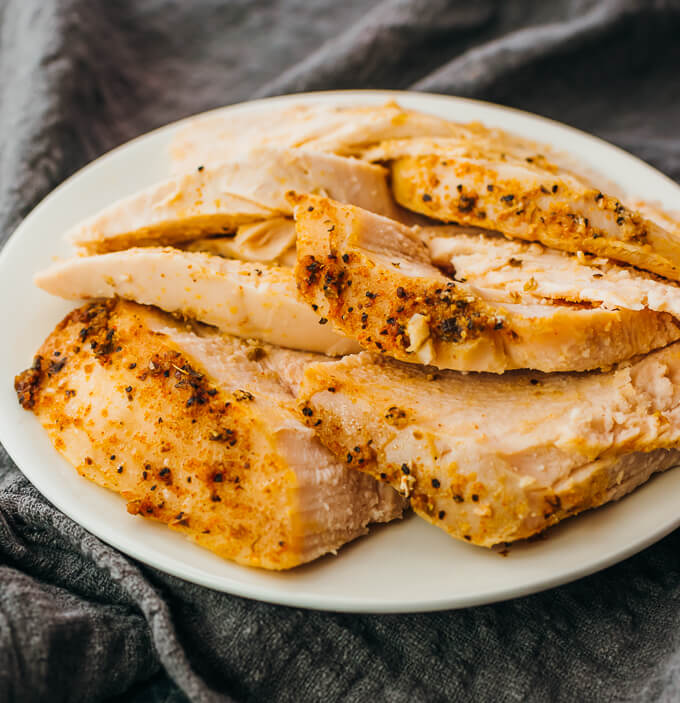 slices of freshly cooked turkey breast