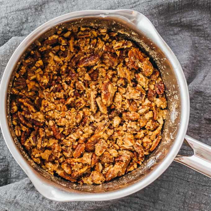 coating pecans with sweet browned butter