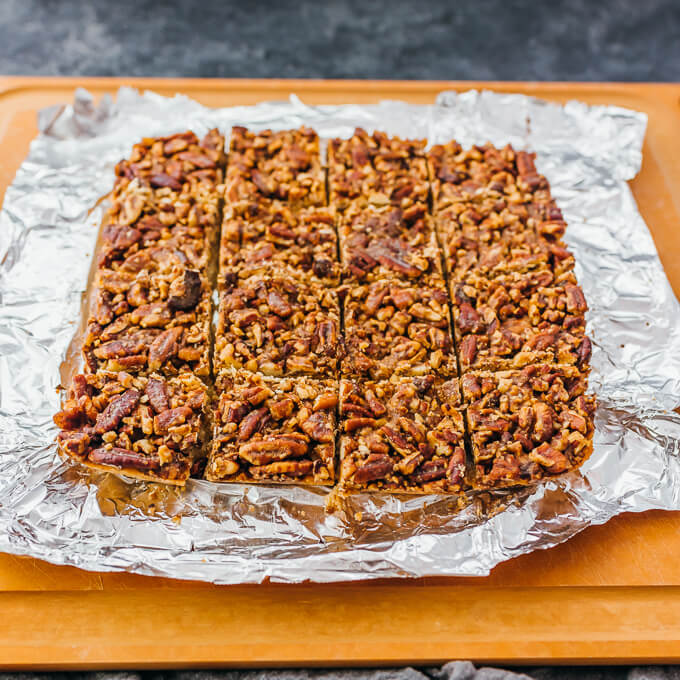 evenly cut pecan bars