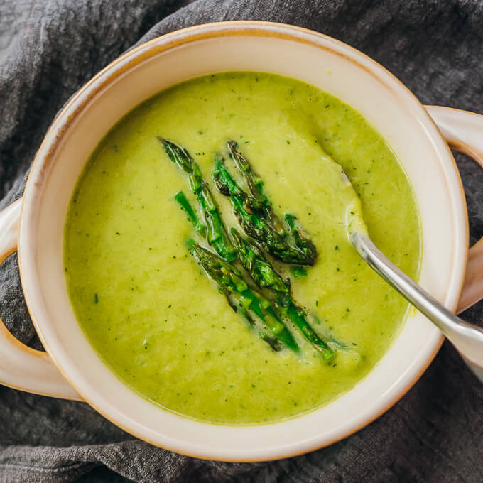 asparagus soup served in bowl