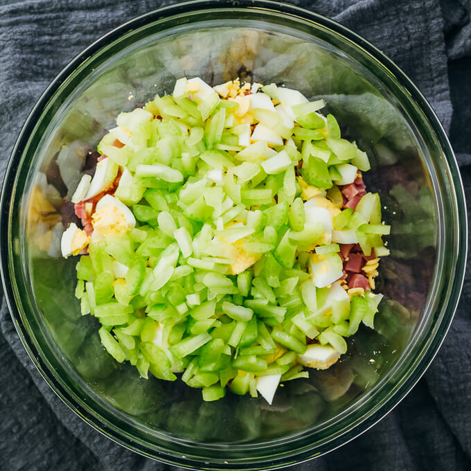 adding celery to ham salad