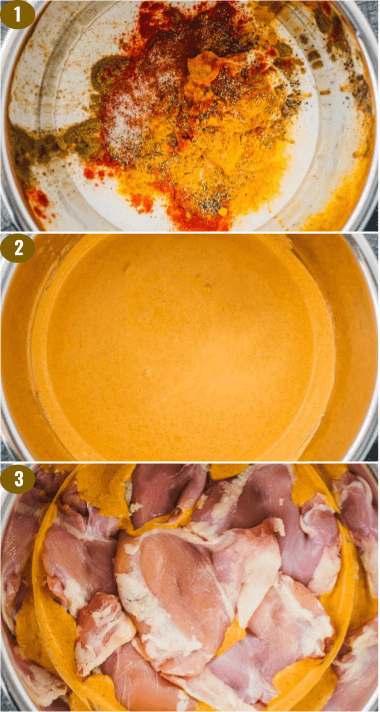 adding tandoori chicken ingredients to instant pot