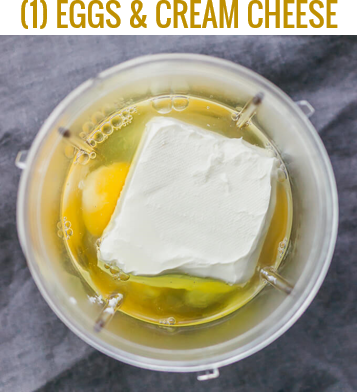 eggs and cream cheese in blender cup