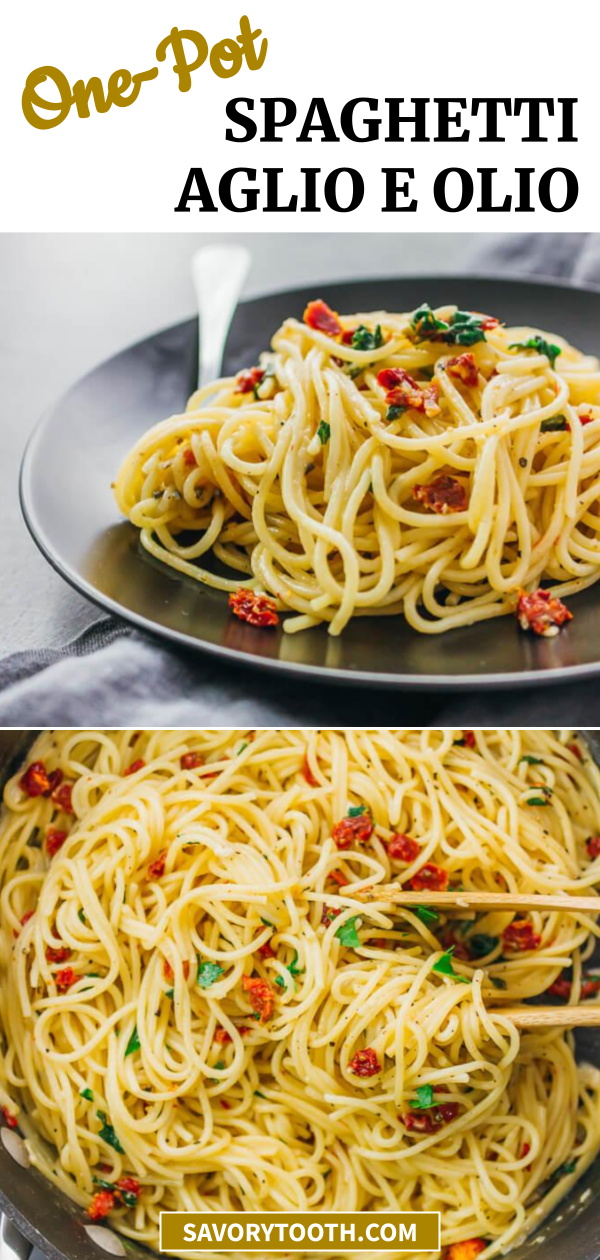 One Pot Spaghetti Aglio e Olio Savory Tooth