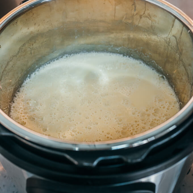 freshly cooked soy milk in instant pot