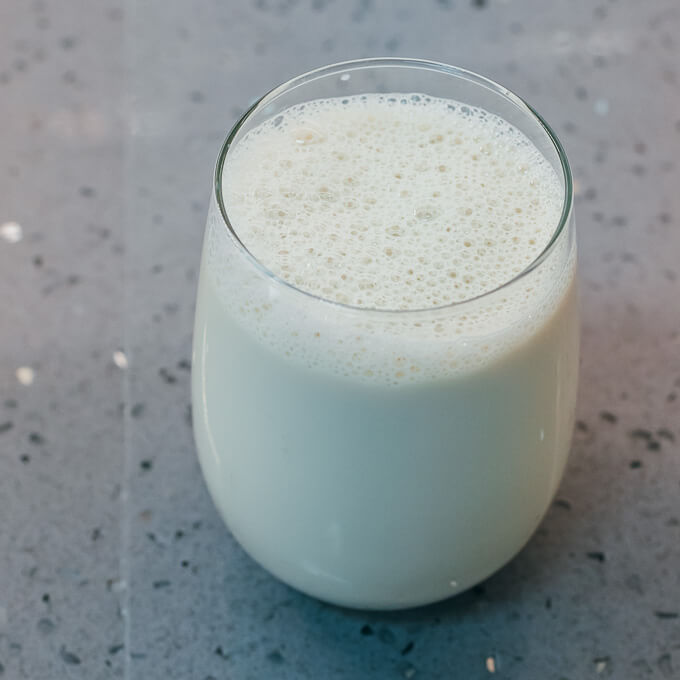 a glass of soy milk