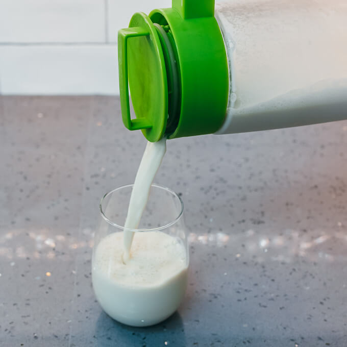 pouring soy milk