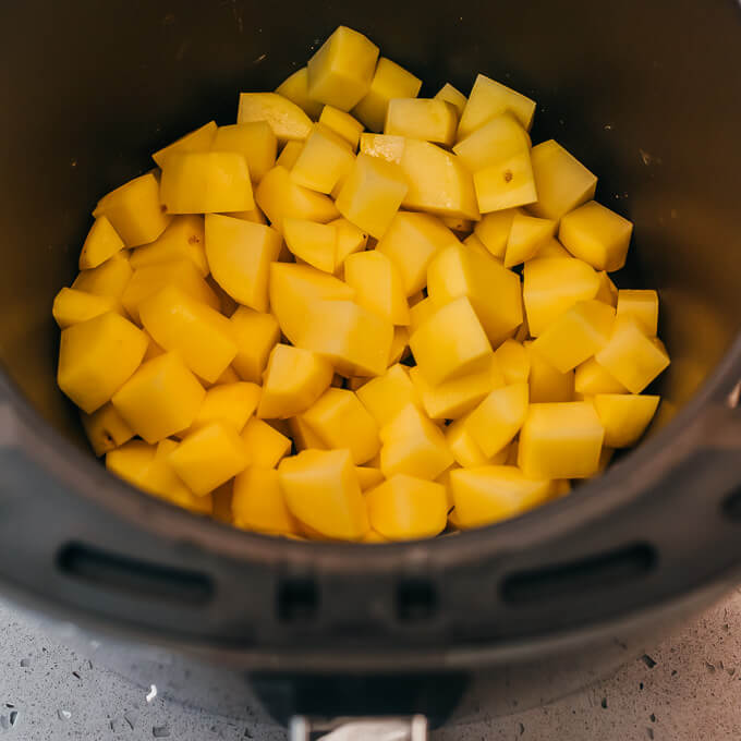 chopped potatoes in air fryer