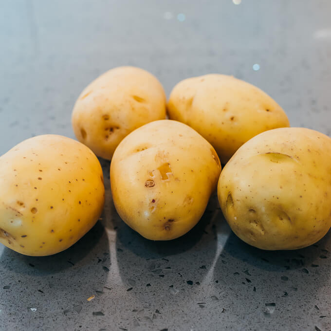 white potatoes on counter
