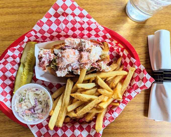 lobster roll with french fries