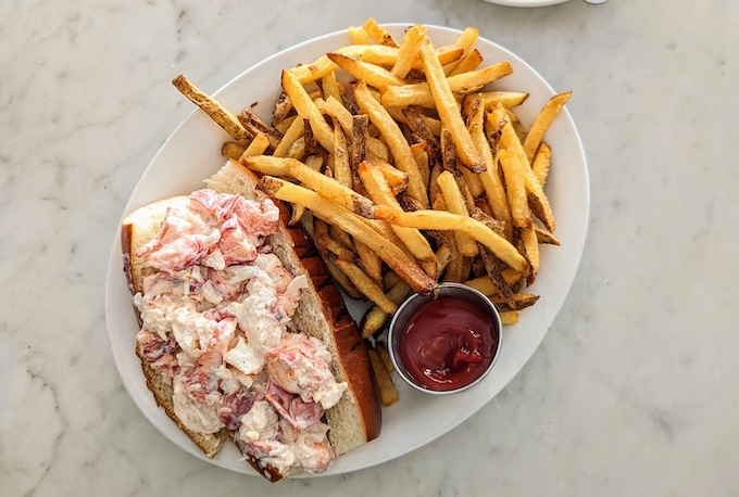 lobster roll and fries