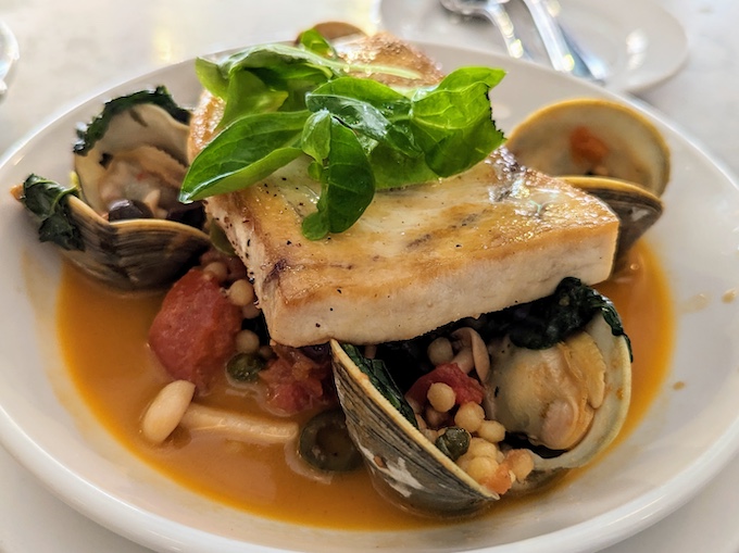 swordfish dish with clams