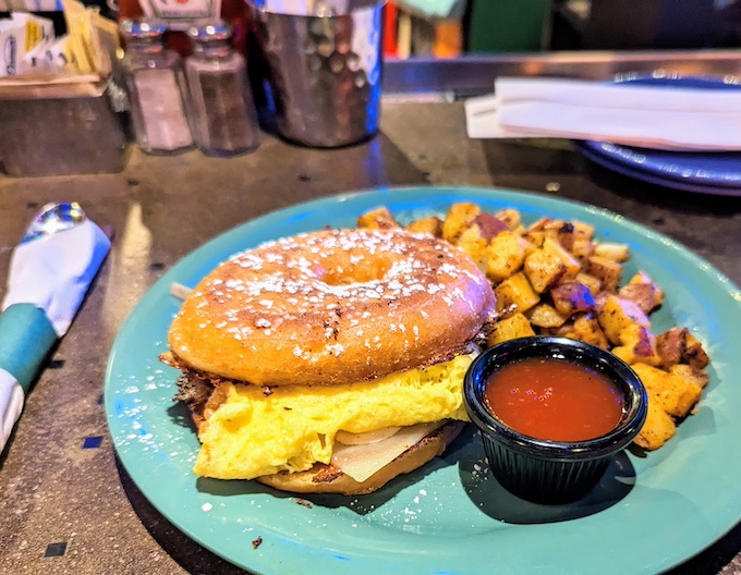 egg sandwich with potatoes